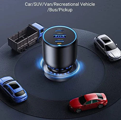 شاحن سيارة راف باور بقدرة شحن 100 واط مع منفذين تايب سي ومنفذ يو اس بي | RAVPower PD 100W 3-Port Car Charger