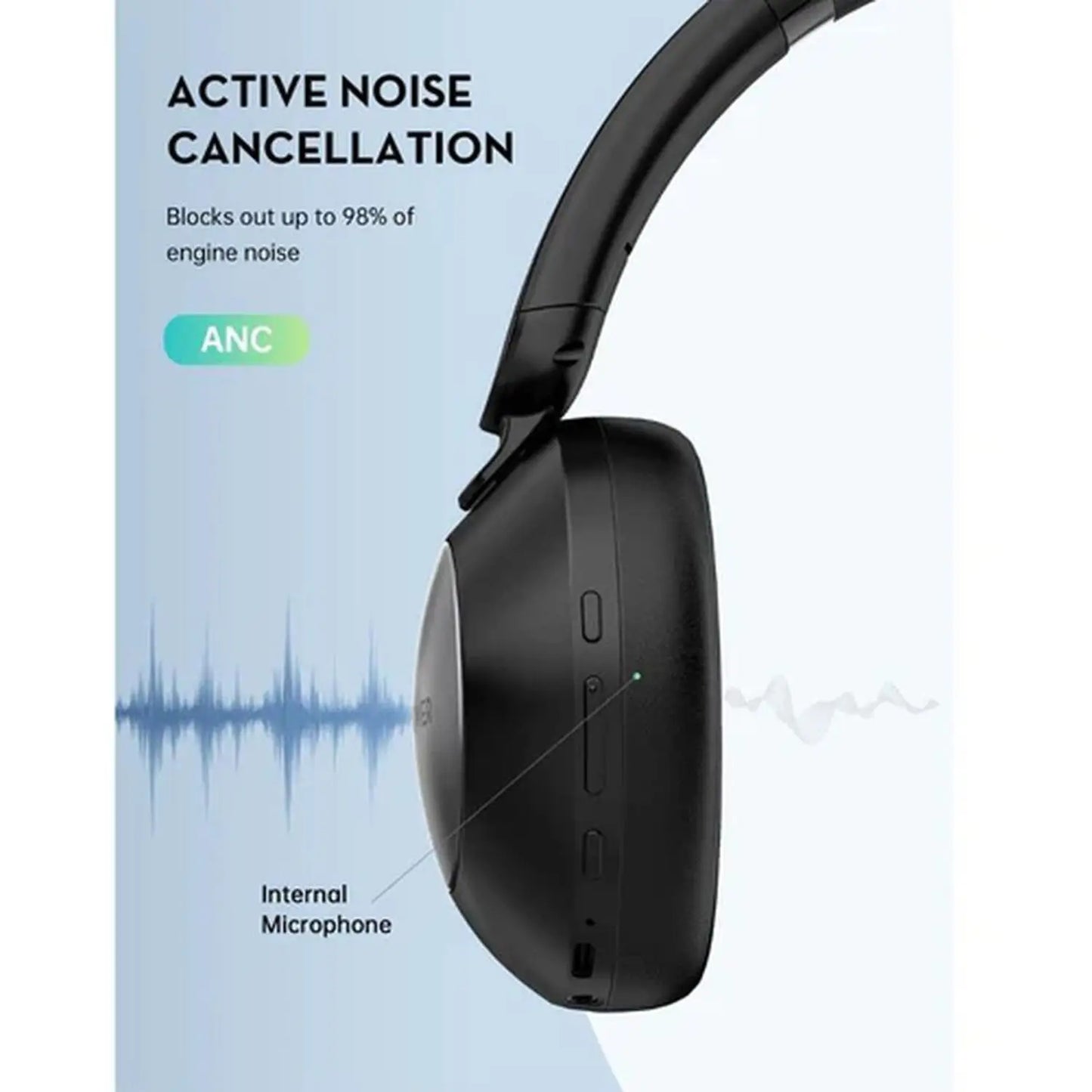 Guhdarên Stereo yên Bêtêl ên RAVPower BH1019 Quiet Comfort li ser Guh bi Betalkirina Deng û Heta 55 Saetan Dema Lîstinê - Reş | Guhdarên Stereo yên Bêtêl ên RAVPower BH1019 Quiet Comfort li ser Guh (55 Saet Dema Lîstinê, ANC & ENC) – Reş