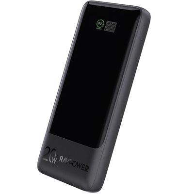 باور بانك راف باور PB1237 بسعة 10,000 مللي امبير وبقدرة شحن سريع 20 واط - اسود | RAVPOWER PB1237 20W 10000mAh Power Bank – Black