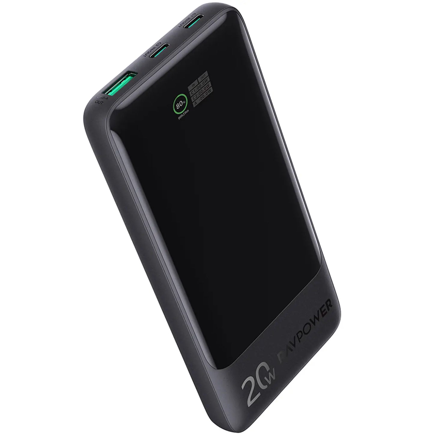 Banka Hêzê ya RAVPOWER PB1237 10,000mAh bi Şarjkirina Bilez a 20W - Reş | Banka Hêzê ya RAVPOWER PB1237 20W 10000mAh – Reş