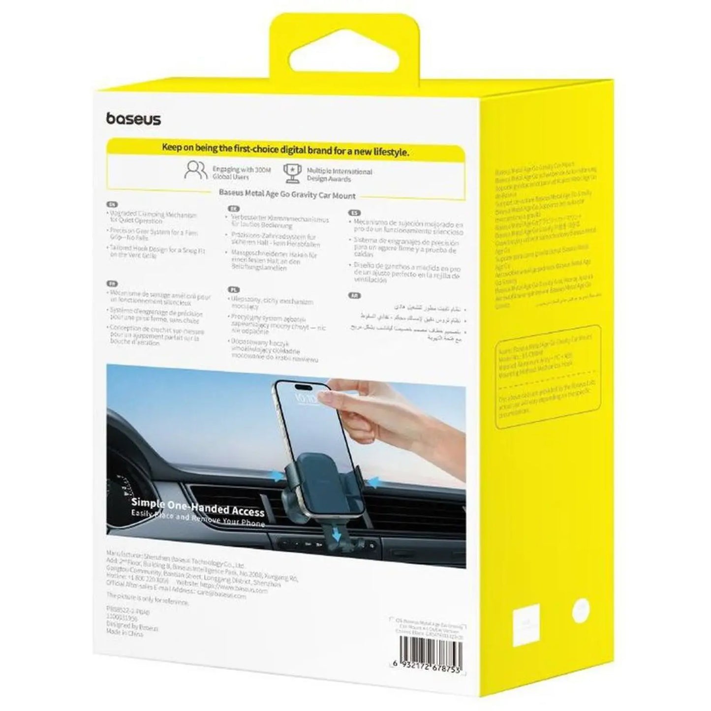 Baseus Metal Age Go Gravity Car Mount Air Outlet Black | حامل سيارة بيسوس Metal Age Go جرافيتي للمكيف أسود