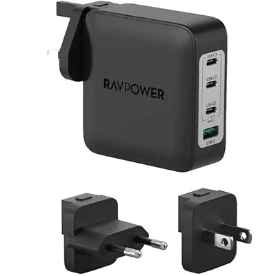 شاحن جداري راف باور PC1088 بقدرة 200 واط مع 4 منافذ - اسود | Ravpower Wall Charger Black PC1088 200W 4-Port