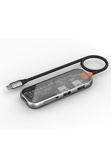 WiWU New Cyber Multifunctional 5 in 1 Type C Hub Adapter - محول متعدد الوظائف 5 في 1 تايب سي من ويوو