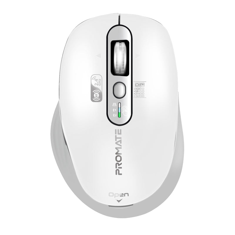 Promate SamoTri White tri-connect wireless mouse - main view