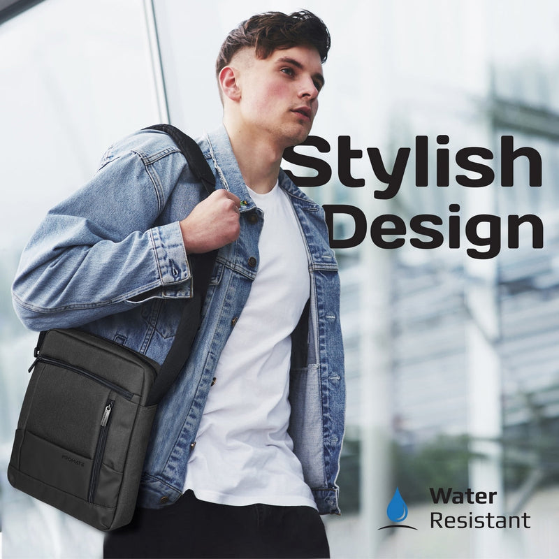 Promate Satchel-HB Tablet Hand Bag 13 inch Anti-Theft Black-Angle