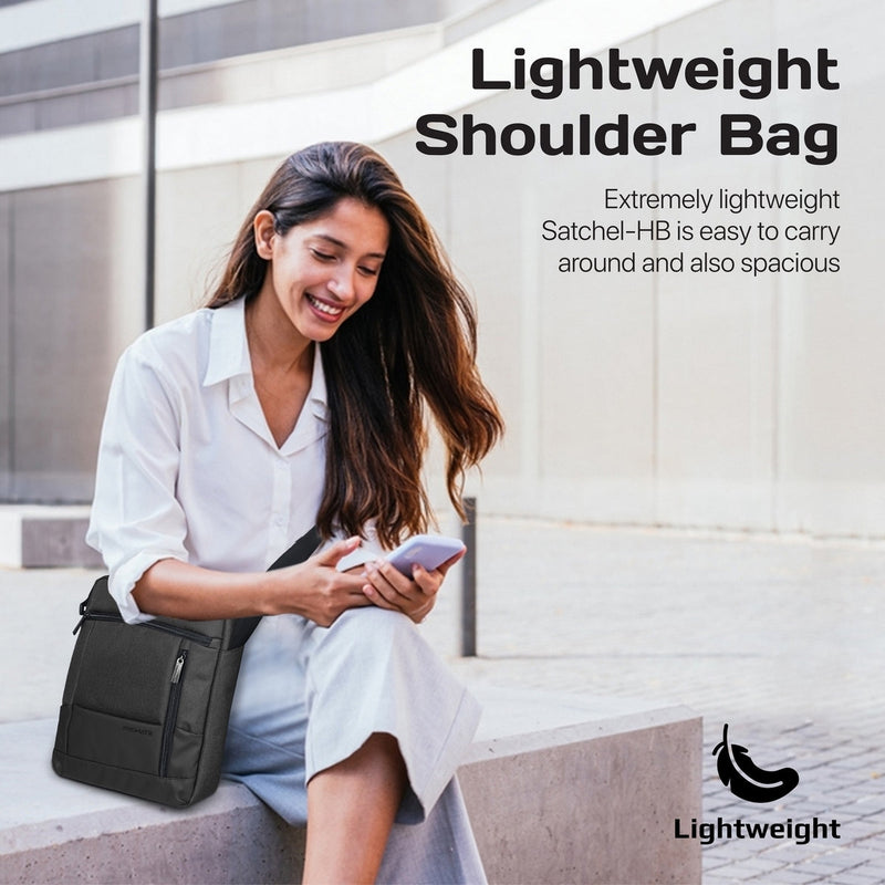 Promate Satchel-HB Tablet Hand Bag 13 inch Anti-Theft Black-Front Pocket