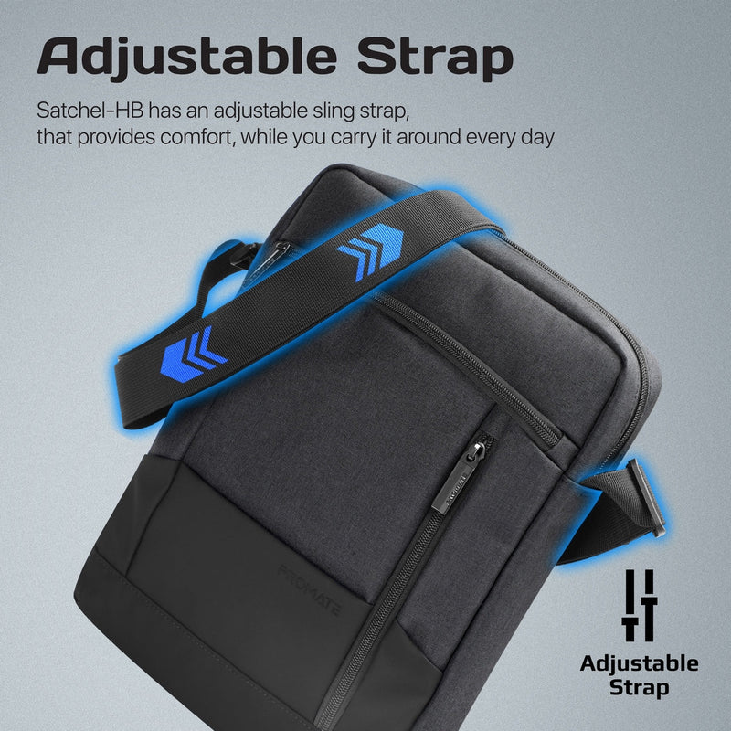 Promate Satchel-HB Tablet Hand Bag 13 inch Anti-Theft Black-Strap