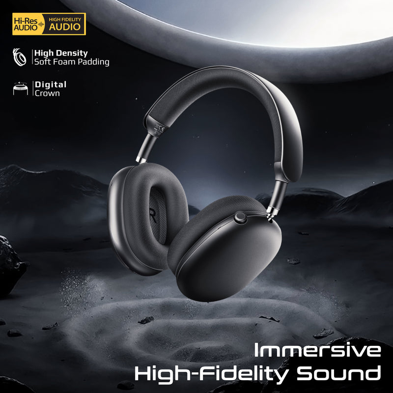 Promate Serene Hybrid ANC Spatial Audio Headphones 800mAh Black-Angle