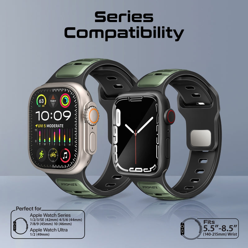 Promate SiliBand-DC متوافق مع كل مقاسات ساعة آبل - أخضر ميدنايت