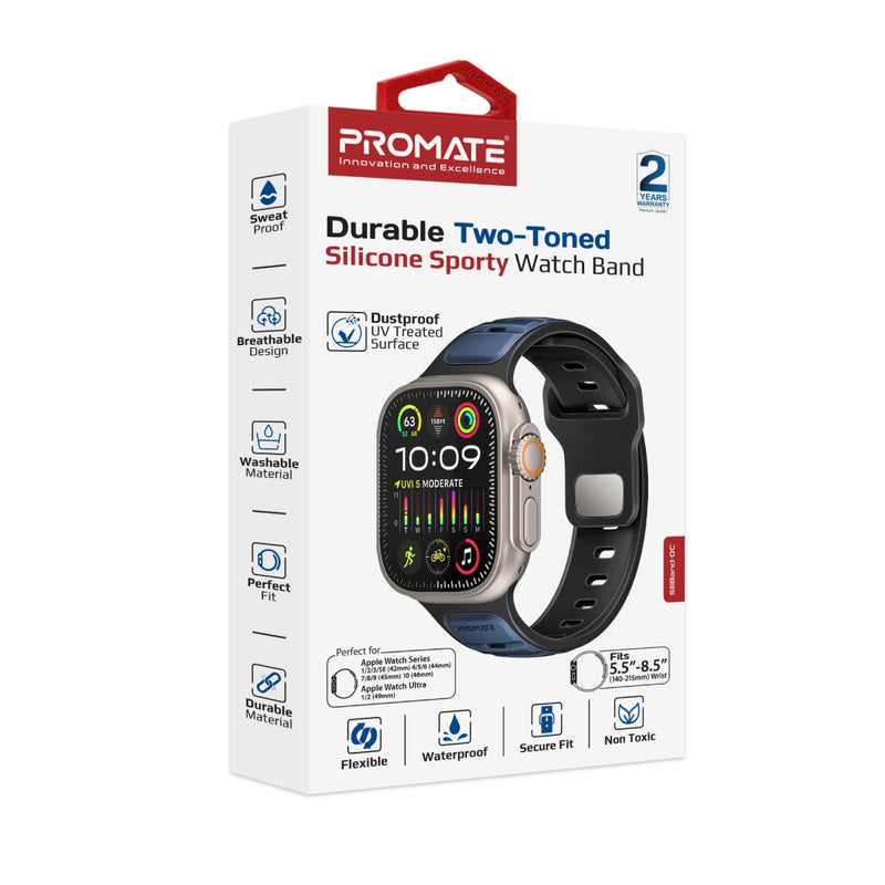 Promate SiliBand-DC سوار رياضي أثناء الاستخدام - أزرق