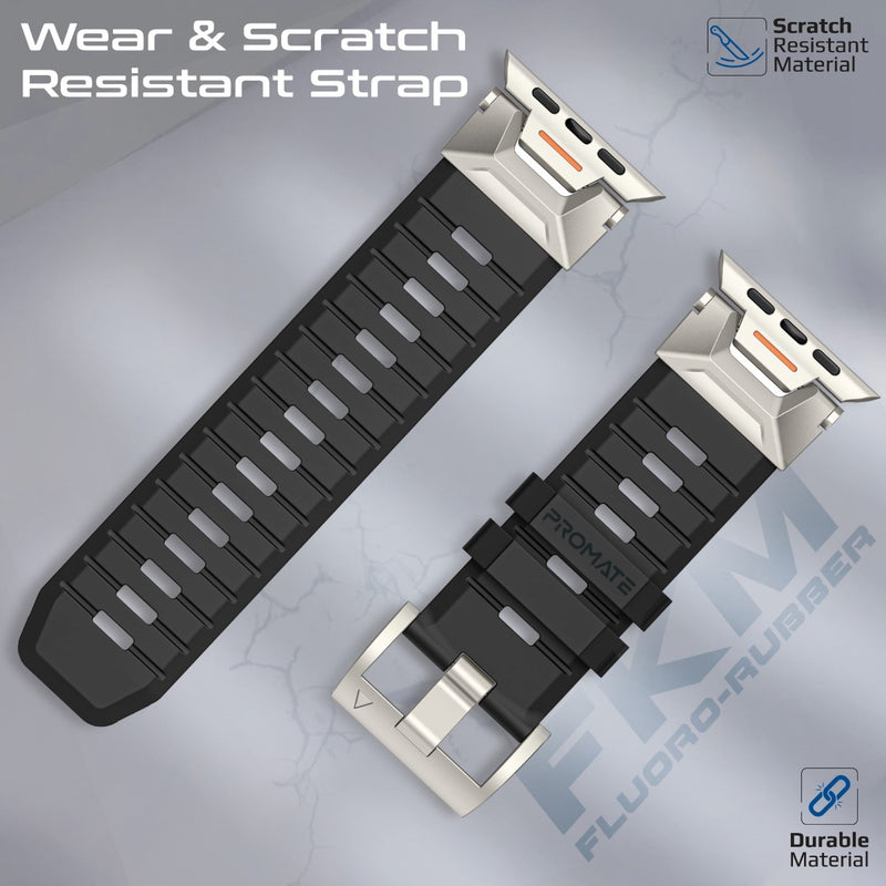 Promate SilicaBand-Pro متوافق مع كل مقاسات ساعة آبل - أسود