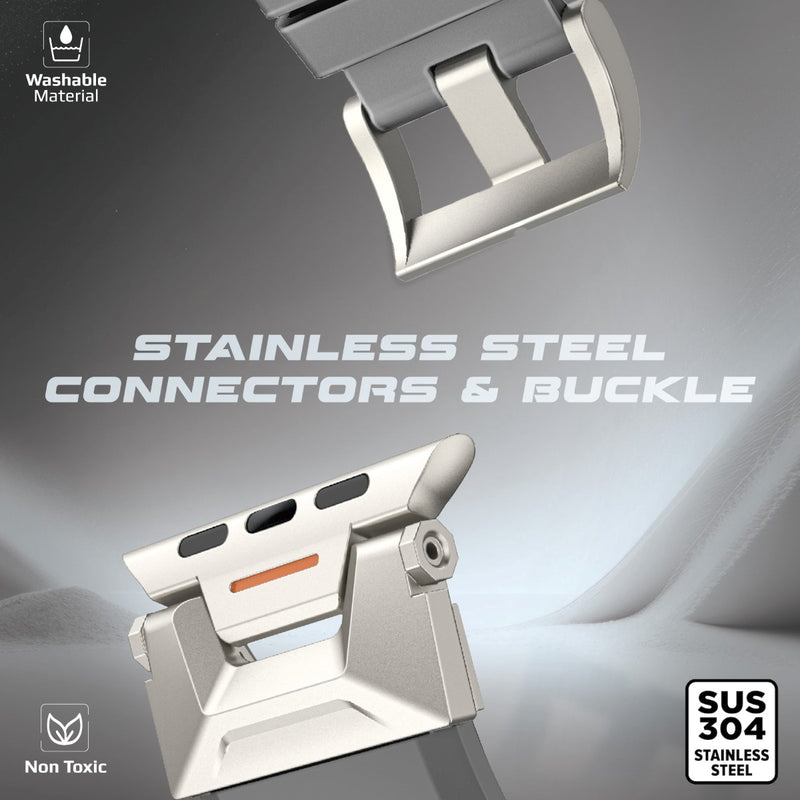 Promate SilicaBand-Pro تصميم متعدد الفتحات لضبط المقاس - رمادي