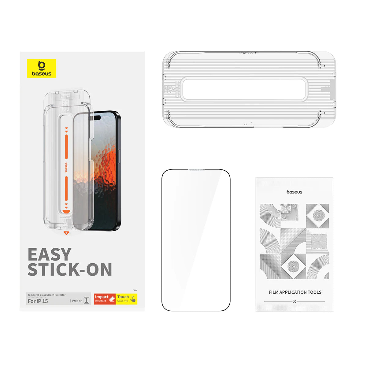 Baseus Sapphire Series HD Tempered-Glass Screen Protector for Ip 15 & 16 - واقي شاشة بيسيوس سافاير سيريز زجاج مقسى عالي الدقة لآيفون 15 و 16