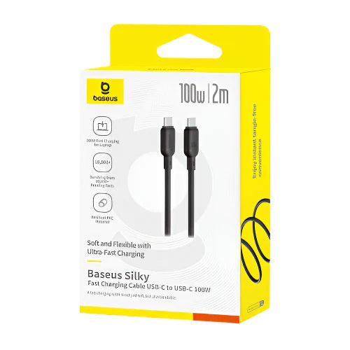 Baseus Silky Cable C→iP 20W 2m Black | كابل بيسوس سيلكي شحن سريع 20 واط 2 متر أسود