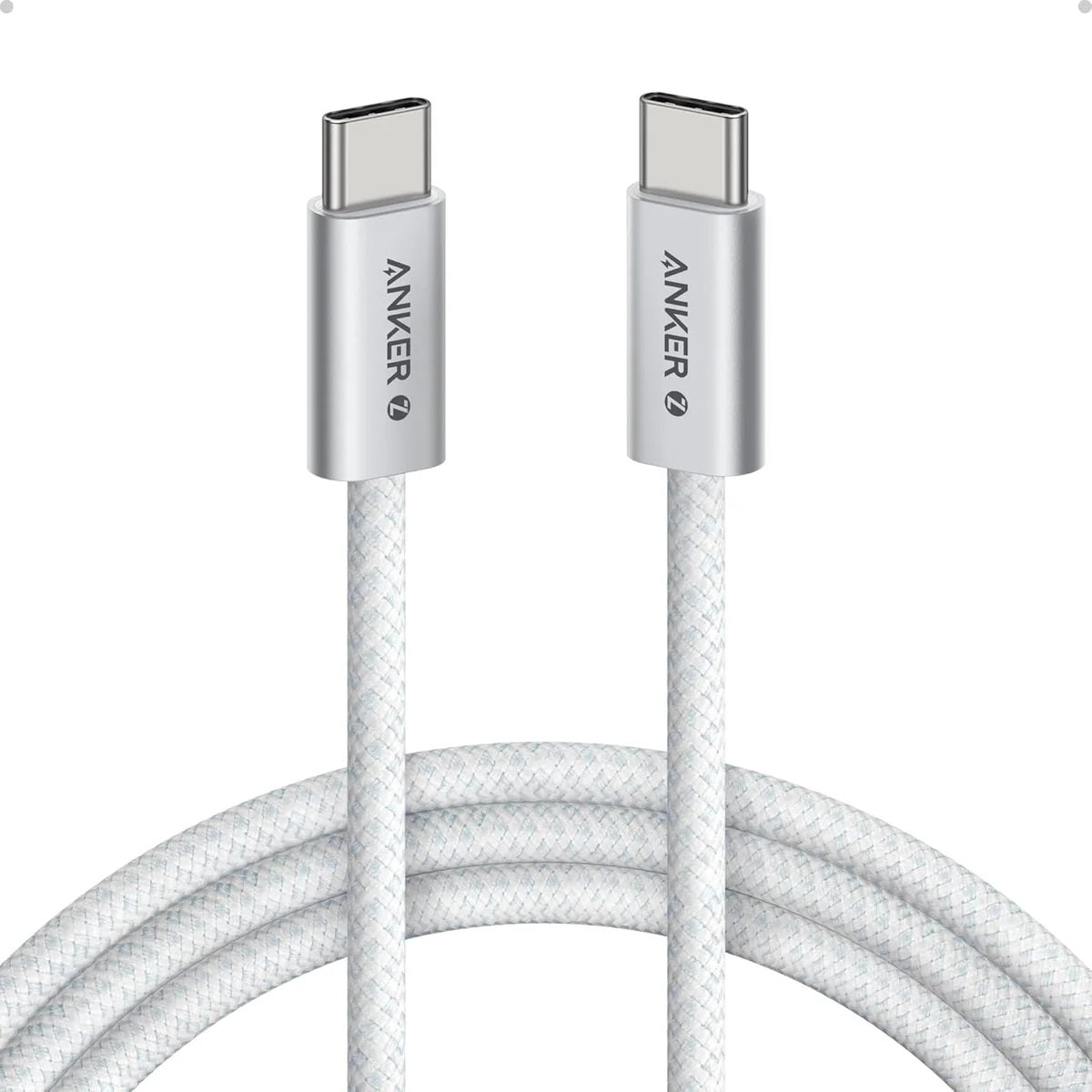 كيبل أنكر مضفر يو اس بي سي الى يو اس بي سي بقدرة شحن 240 واط وطول 1.8 متر | Anker USB-C to USB-C Braided Ultra Fast Charging Cable, 6 ft, 240W