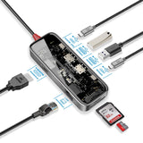 هَب USB-C شفاف 8 في 1 بشحن 100 واط | Promate TransHub-Mini 8-in-1 Transparent USB-C Hub