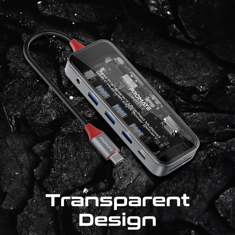 Promate TransHub-Pro transparent hub - angle view