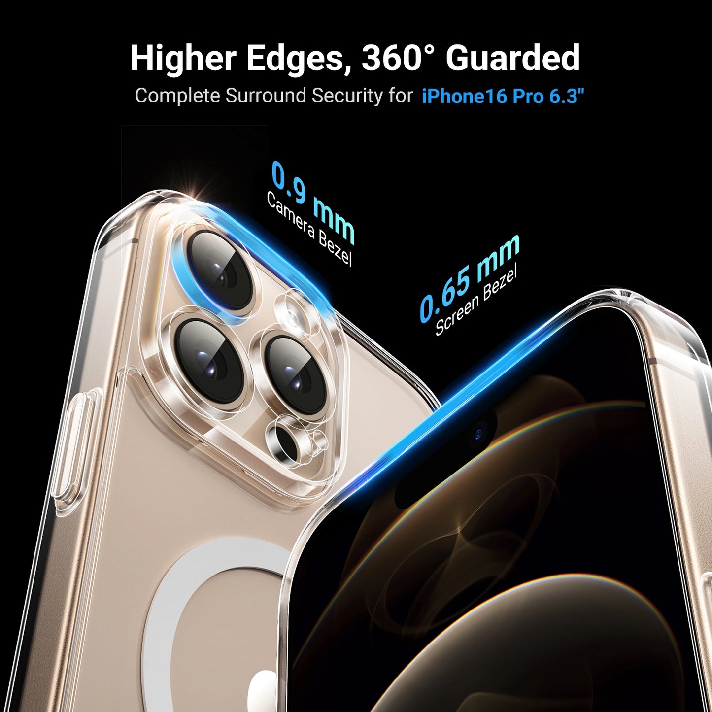UGREEN Classy Clear Magnetic Protective Case for iPhone 16 Pro Upgraded Version (Clear) | كفر يو جرين شفاف مغناطيسي فاخر لآيفون 16 برو نسخة محدثة