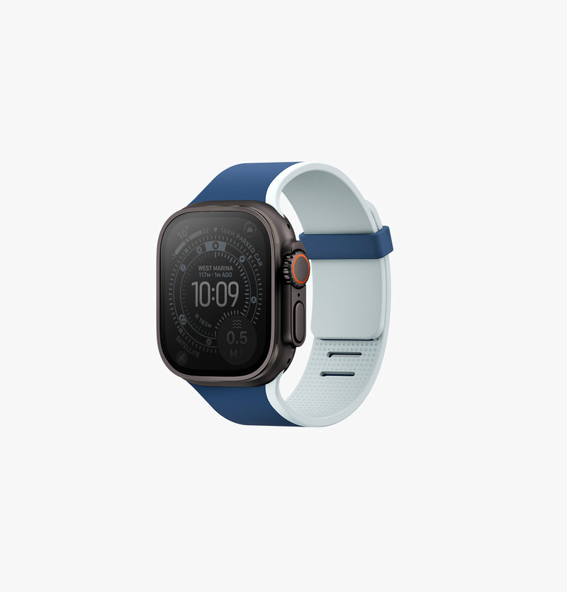 UNIQ Revix IV reversible Apple Watch band Marine Blue Pale Aqua - front view