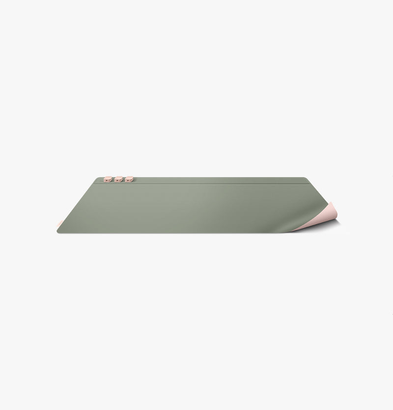 UNIQ Hagen reversible desk mat with magnetic cable organisers Green Pink