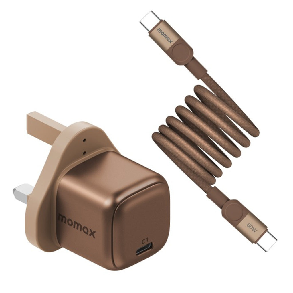 Pakêta Momax: Şarjêra USB-C GaN ya 30W + Kabloya USB-C ya 60W