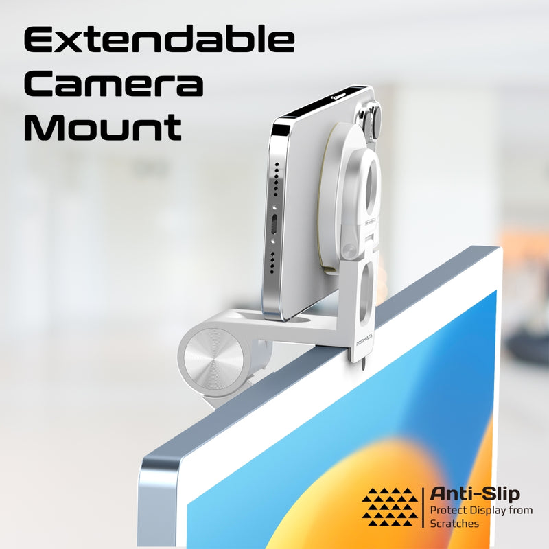 Promate VersaMount White foldable phone stand - angle view
