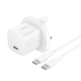 شاحن بيلكن بوست تشارج USB-C بقدرة 25 واط مع PPS وكابل تايب سي 1 متر - أبيض | Belkin BoostCharge USB-C Wall Charger 25W PPS with 1m USB-C Cable - White