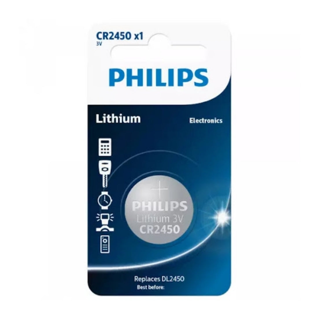 Philips Lithium Coin Battery CR2450 3V Long-Lasting - CR2450P1L | بطارية فيليبس ليثيوم 3 فولت CR2450