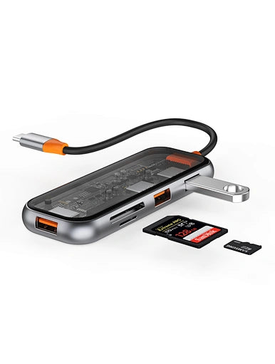 WiWU New Cyber Multifunctional 5 in 1 Type C Hub Adapter - محول متعدد الوظائف 5 في 1 تايب سي من ويوو