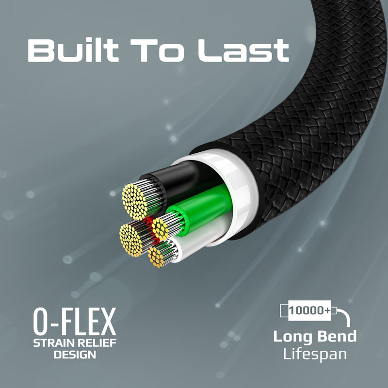 Promate XCord-CC200 Black reinforced strain relief at cable ends