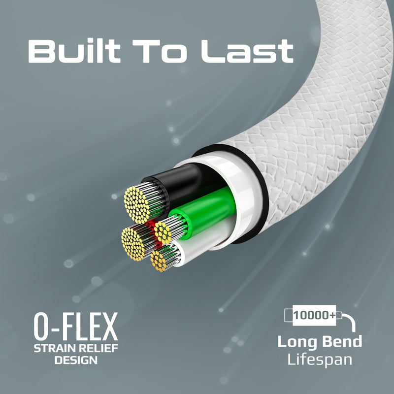 Promate XCord-CC200 White reinforced strain relief at cable ends