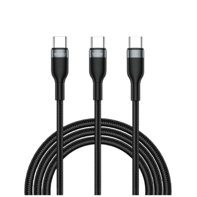 WiWU Concise 100W 3 in 1 Fast Charging Cable Wi-C029 C-C+C - كيبل شحن سريع 100 واط 3 في 1 من WiWU