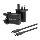 Philips Wall charger 30W with cable C-C DLP5312NB Black | شاحن حائط فيليبس 30 واط مع كيبل C-C DLP5312NB أسود
