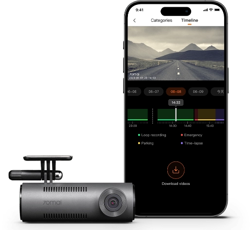 كاميرا سيارة 2K QHD بزاوية 130° ورؤية ليلية وWi-Fi – USB-C | 2K QHD Dash Camera with 130° Wide Angle, Night Vision & Wi-Fi – USB-C