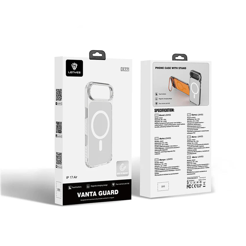 جراب Lenyes Air CK221 لـ iPhone 17 بولي كربونات شفاف شحن M-safe إطار كاميرا معدني وسادة هوائية | Lenyes Air CK221 iPhone 17 Case Polycarbonate M-safe Metal Camera Frame Airbag