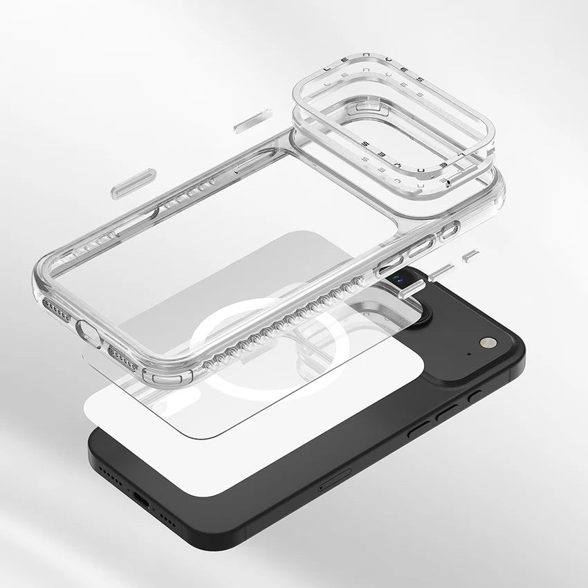 جراب Lenyes Air CK221 لـ iPhone 17 بولي كربونات شفاف شحن M-safe إطار كاميرا معدني وسادة هوائية | Lenyes Air CK221 iPhone 17 Case Polycarbonate M-safe Metal Camera Frame Airbag