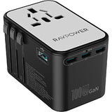 شاحن السفر العالمي راف باور 5 في 1 بقدرة شحن 100 واط | RAVPower 5-in-1 Travel Charger 100W PD GaN 5.0 Universal Power Adapter