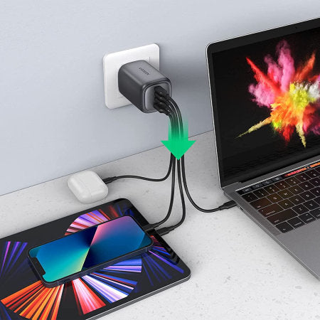 UGREEN USB-A+3×USB-C 100W GaN Tech Fast Charger - شاحن يوجرين 100 واط 4 منافذ GaN سريع