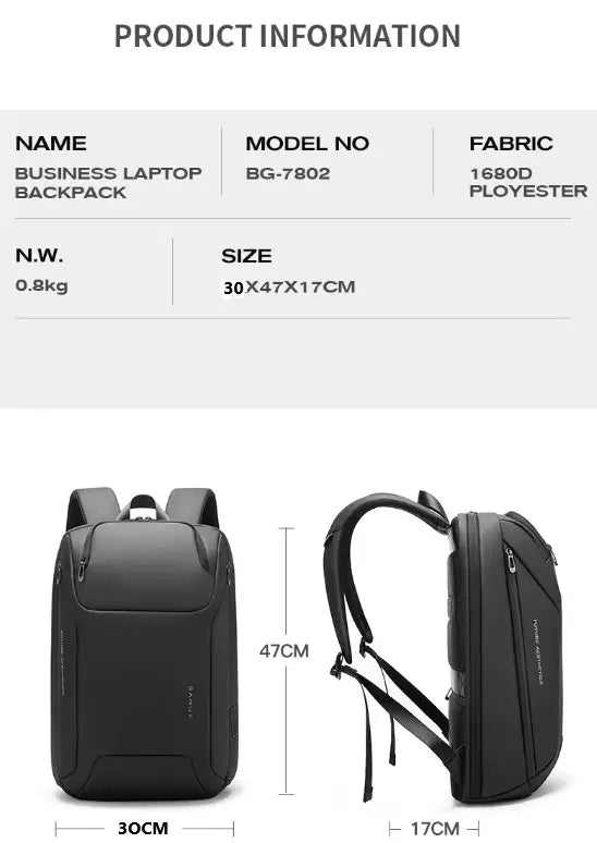 Çenteya Piştê ya Laptopê ya Bange (15.6"), Çenteya Piştê ya Karsaziyê û Seyahetê bi Porta USB | Çenteya Piştê ya Laptopê ya BANGE Çenteya Piştê ya Seyaheta Karsaziyê (15.6")