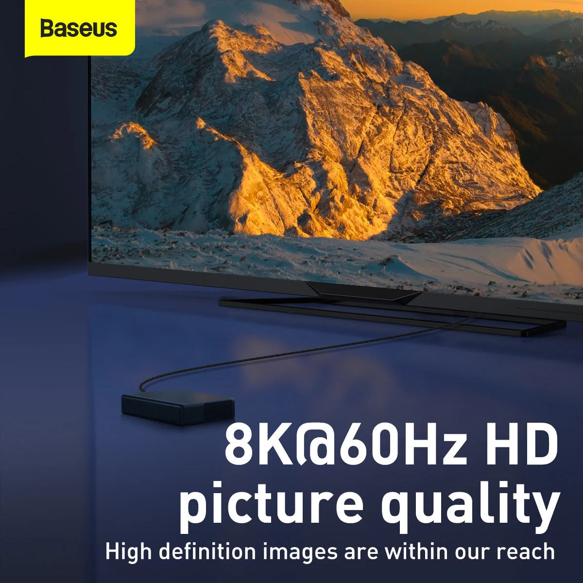 Baseus HDMI 8K Adapter Cable HDMI→HDMI 3m Black - كابل بيسوس HDMI 8K محول 3 متر أسود