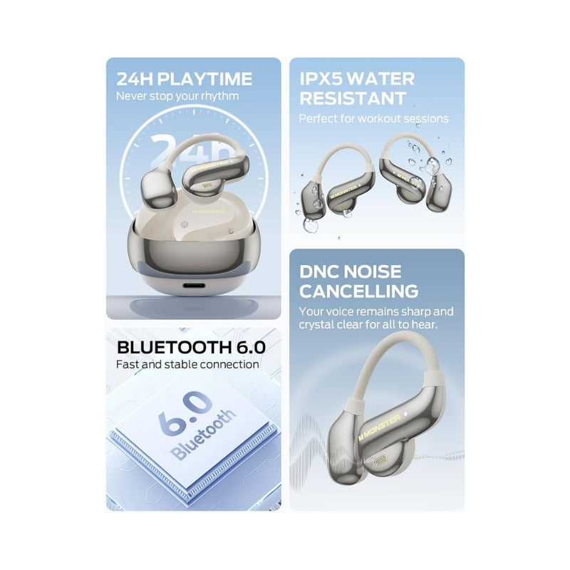 Monster Open Ear AC390 Wireless Headphones | سماعات مونستر أوبن إير AC390 اللاسلكية