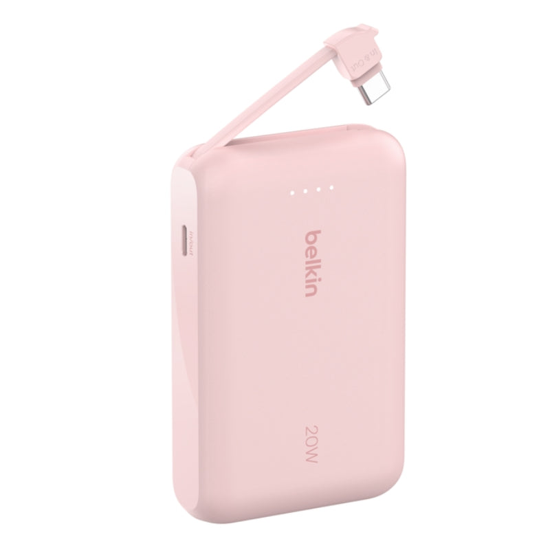باور بانك بيلكن بسعة 10,000 مللي أمبير مع كيبل تايب سي مدمج | Belkin 10K Power Bank with Integrated USB-C Cable