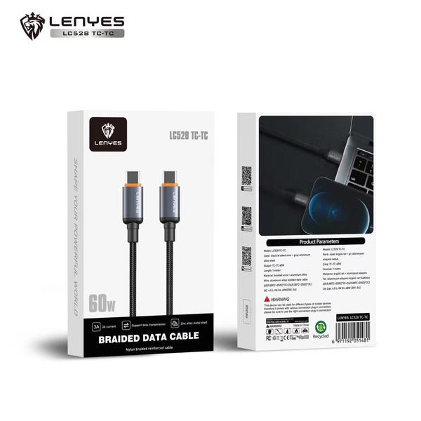 Lenyes LC-528 Type-C to Type-C 60W Nylon Cable 1.2M - كابل لينيس LC-528 Type-C إلى Type-C 60 واط