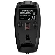 ماوس بورودو لاسلكي 1600DPI بلوتوث 5.1 بنقرة صامتة وقارئ بطاقات مدمج - أسود | Porodo 1600DPI Wireless Mouse with Card Reader Black