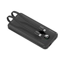 باور بانك بورودو 10000mAh بكيبلات مدمجة وشاشة رقمية وشحن سريع 22.5W - أسود | Porodo 10000mAh Power Bank with Integrated Cable Black