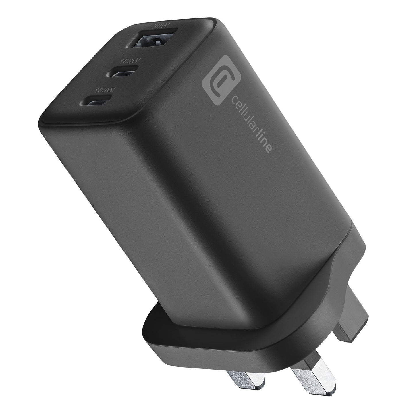 Cellularline 100W CL Wall Charger GaN Nano – Triple Port - شاحن بثلاث منافذ بقوة 100واط من