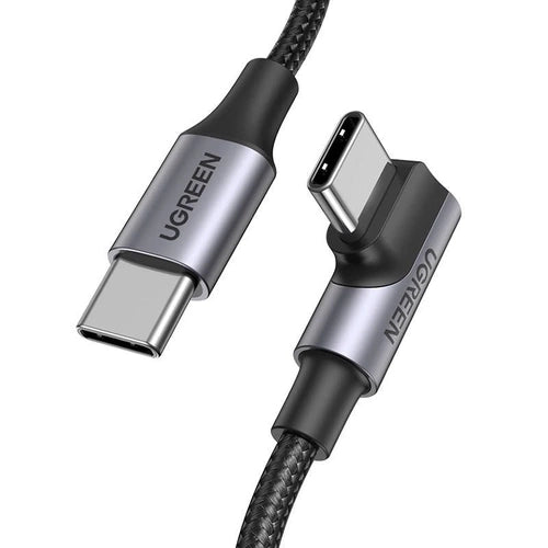 كيبل يوجرين USB-C إلى USB-C بزاوية 90 درجة شحن سريع 100W للألعاب 1م | UGREEN USB-C to USB-C 90 Degree PD Fast Charging Cable 100W 1M Gaming