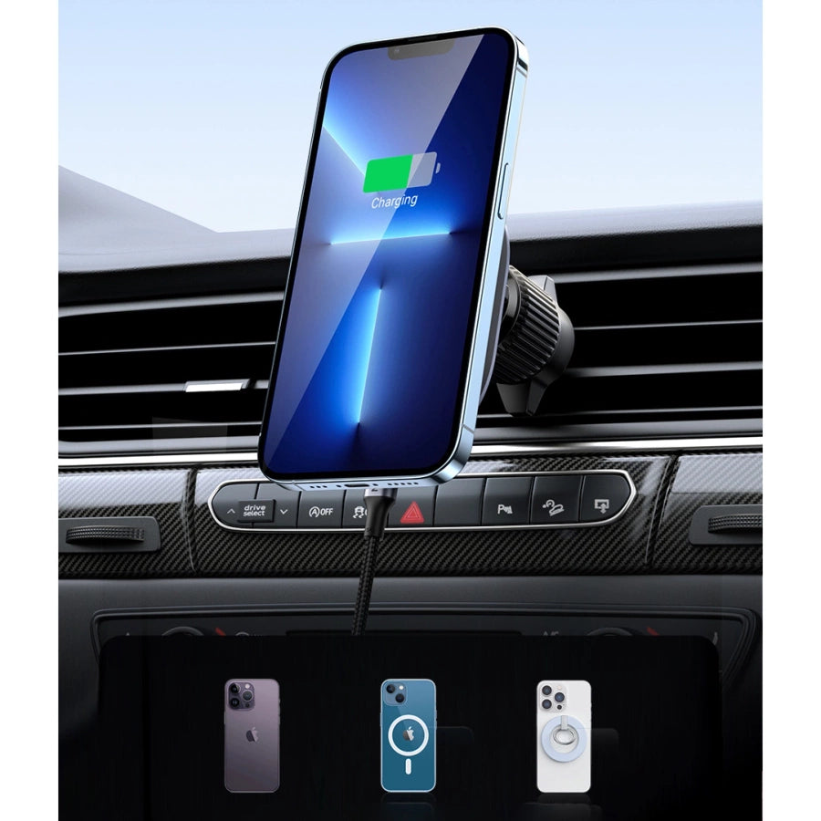 شاحن سيارة مغناطيسي Ugreen MagSafe CD345 لاسلكي 2 في 1 - UGREEN MagSafe CD345 2-in-1 Induction Car Charger 7.5W/15W