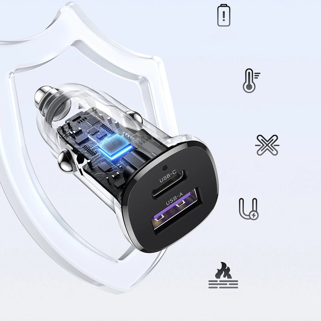 UGREEN 30W USB-C Car Charger Black Fast Charging - شاحن سيارة يوجرين 30 واط USB-C أسود شحن سريع