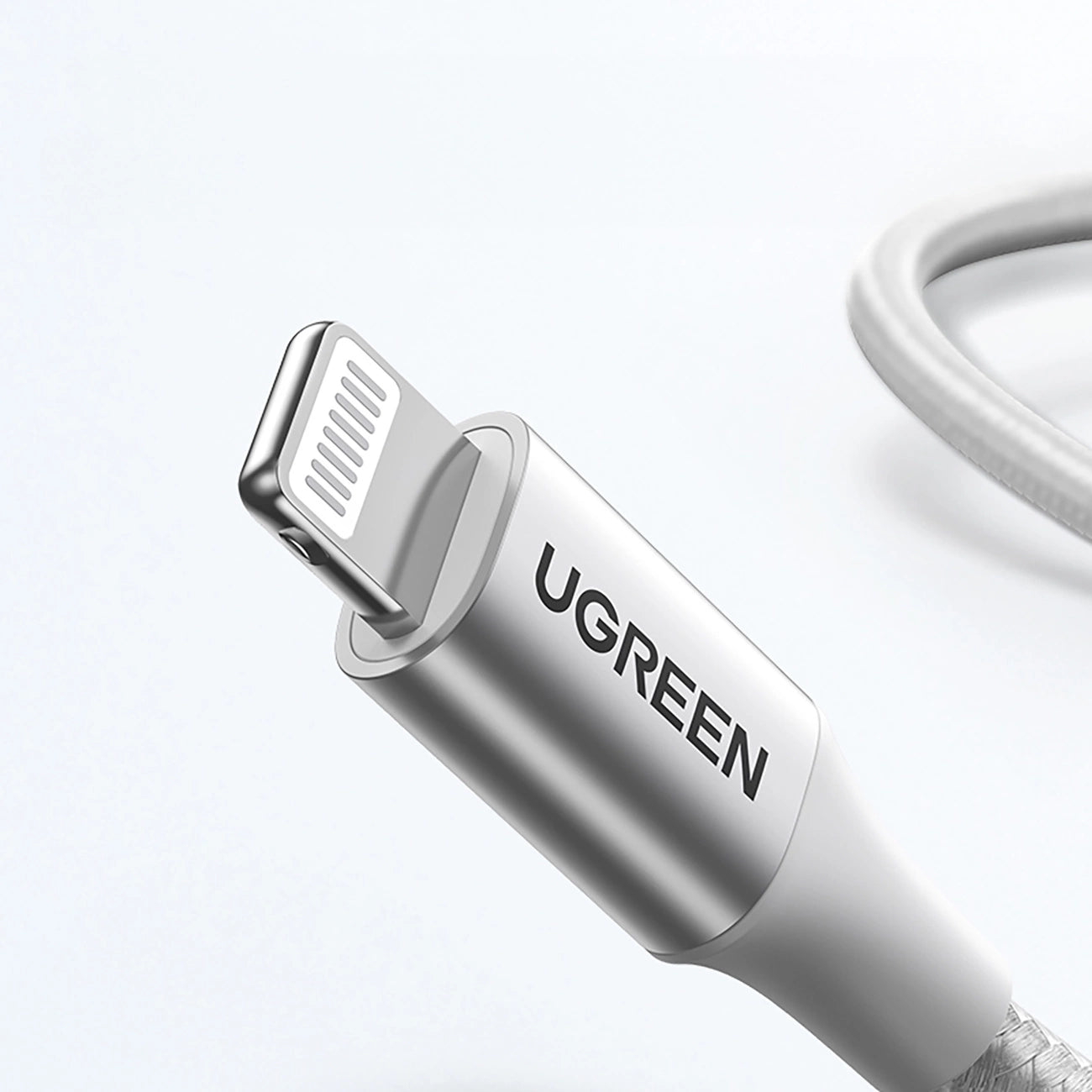كيبل يوجرين USB-C إلى لايتننج شحن سريع PD 3A فضي 1 متر | UGREEN USB-C to Lightning PD Fast Charging 3A Max Silvery 1m